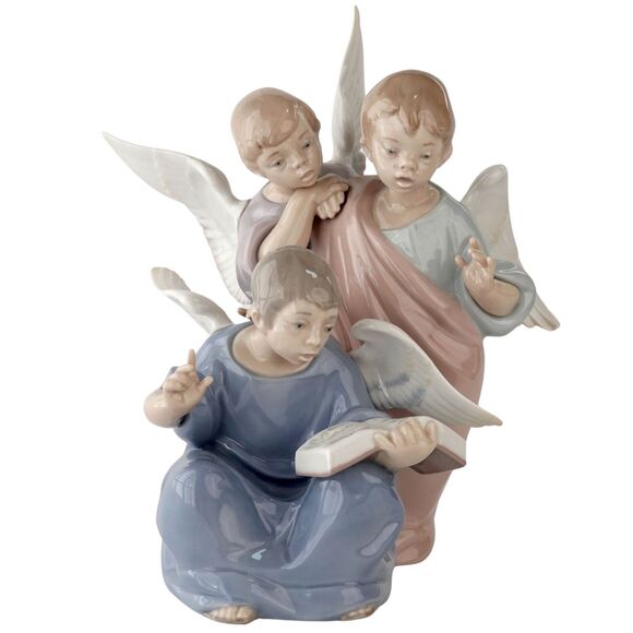 RETIRED LLADRO 5495 Angelic Choir 3 Winged Angels Singing Porcelain w/BOX RARE! - Picture 1 of 16